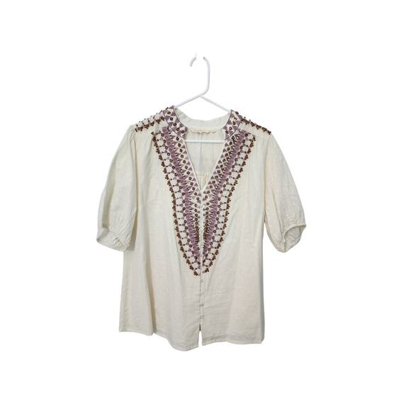 Anthropologie Embroidered Beaded Peasant Blouse, Used, Plus Size 1X - Picture 4 of 8